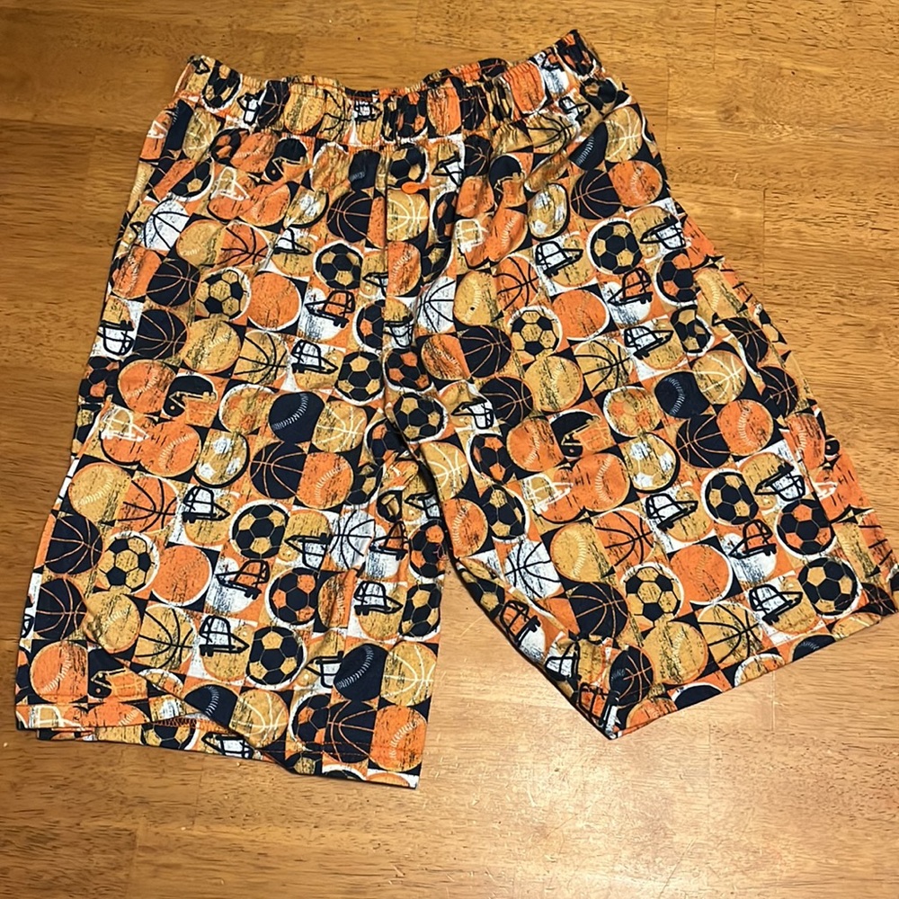 Cat & Jack Boys XL 16 Pajama Shorts Sports Print blue orange white goldenrod